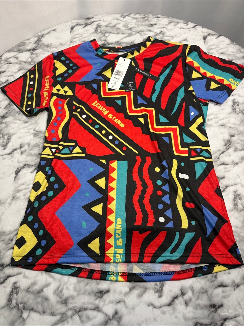 Reason Short-Sleeve Graphic Tee in Red, Black, Yellow, Blue, Green